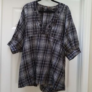 Free people black checked tunic